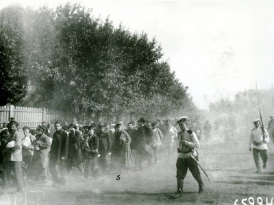 Political prisoners being escorted through St Petersburg, 1906 by Russian Photographer
